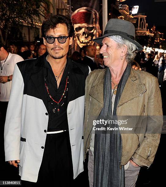 Actor Johnny Depp and musician Keith Richards arrive at the premiere of Walt Disney Pictures' "Pirates of the Caribbean: On Stranger Tides" at...