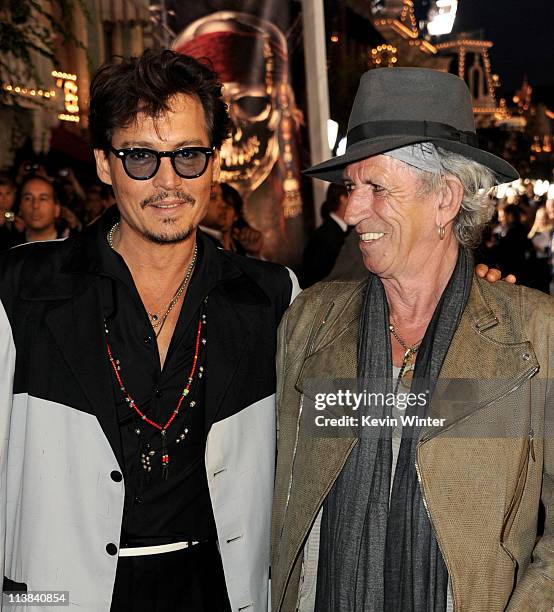 Actor Johnny Depp and musician Keith Richards arrive at the premiere of Walt Disney Pictures' "Pirates of the Caribbean: On Stranger Tides" at...