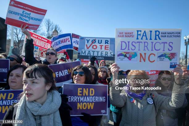 Protesters attends a rally for "Fair Maps" on March 26, 2019 in Washington, DC. The rally was part of the Supreme Court hearings in landmark...