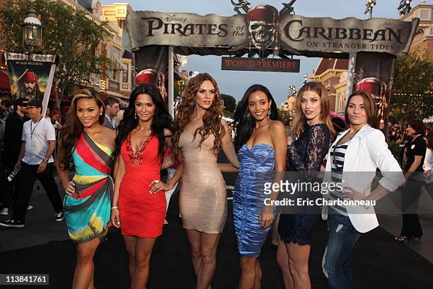 Daphne Joy, Antoinette Nikprelaj, Toni Busker, Sanya Hughes, Jorgelina Airaldi and Breanne Beth Berrett at the World Premiere of Disney's "Pirates of...