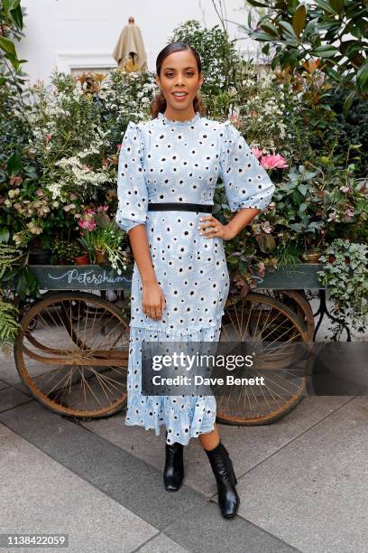 Rochelle Humes attends Peanut afternoon tea in support of mothers2mothers on March 26, 2019 in London, England.