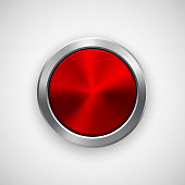 Red Circle Badge With Metal Polished Texture