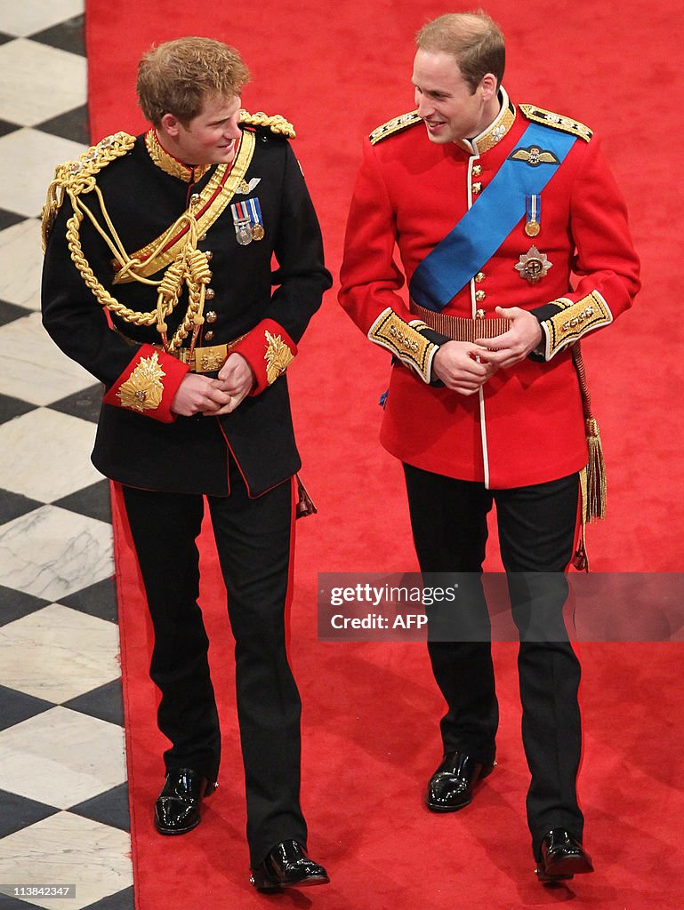 Prince Harry and Prince William arrive a