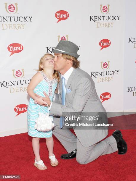 Photographer Larry Birkhead and daughter Dannielynn Birkhead attend the 137th Kentucky Derby at Churchill Downs on May 7, 2011 in Louisville,...