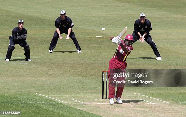 Chaminda Vass of Northants hits a four during the Clydesdale Bank 40 match between Northamptonshire v Warwickshire at Wantage Road on May 8, 2011 in...