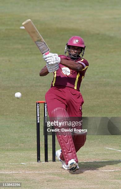 Chaminda Vass of Northants hits a four during the Clydesdale Bank 40 match between Northamptonshire v Warwickshire at Wantage Road on May 8, 2011 in...