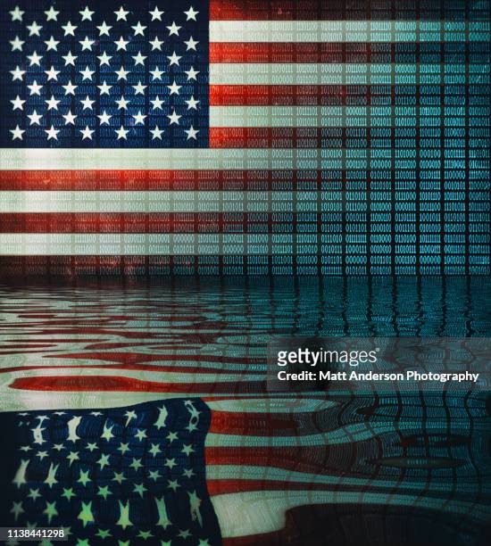 usa flag distressed binary code v3 - cia stock pictures, royalty-free photos & images