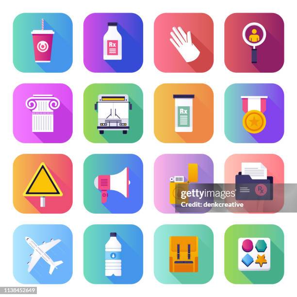 school health program flat smooth gradient style vector icons set - trainee-icon stock illustrations