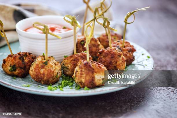 freshly fried meatballs - starter stock pictures, royalty-free photos & images