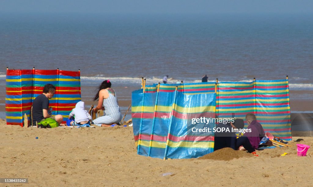 Wind breaks seen used by tourists during Easter.
People...