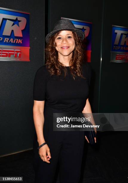 Rosie Perez attends Top Rank VIP party prior to the WBO welterweight title fight between Terence Crawford and Amir Khan at Madison Square Garden on...