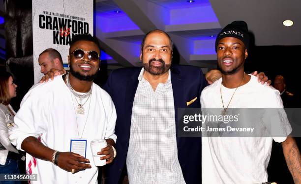 Jabrill Peppers, Franco Harris and guest attend Top Rank VIP party prior to the WBO welterweight title fight between Terence Crawford and Amir Khan...