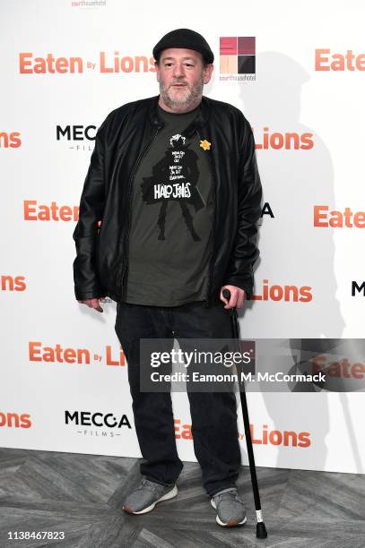 Johnny Vegas attends the "Eaten By Lions" UK premiere at The Courthouse Hotel on March 26, 2019 in London, England.