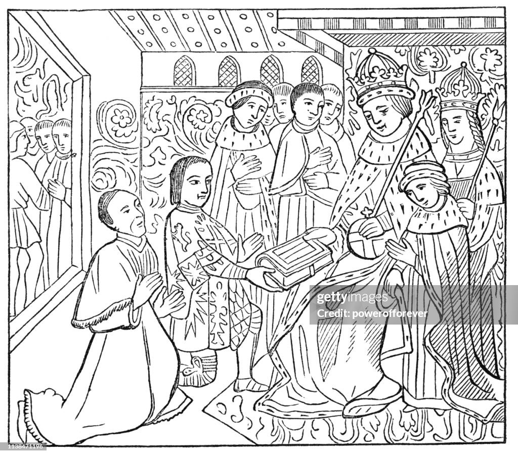 King Edward IV, Queen Elizabeth and Prince Edward at Eltham Palace in London, England - 15th Century