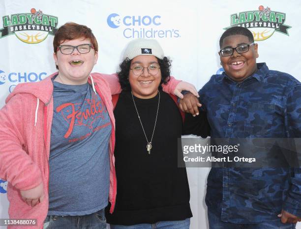 Grayson Thorne Kilpatrick, Nathan Arenas and Akinyele Caldwell attend the 3rd Annual "Play For A Cure" Celebrity Basketball Game To Benefit CHOC...