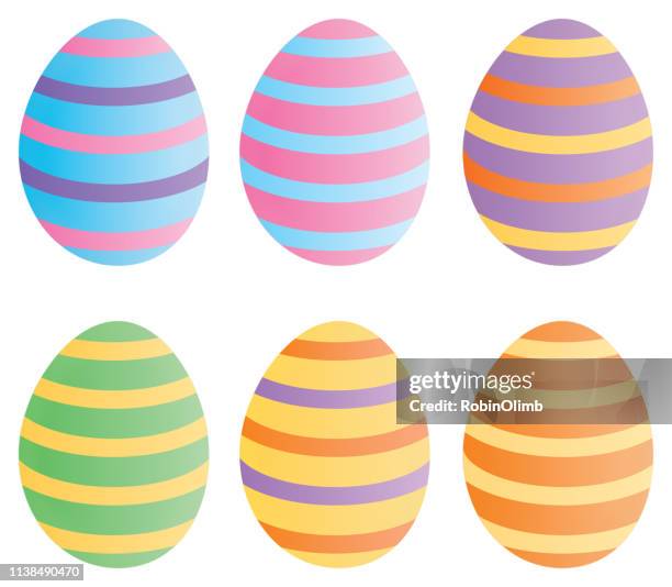six striped easter eggs - easter candy stock illustrations