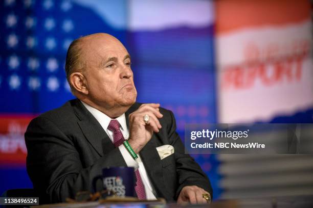 Pictured: Rudy Giuliani, Lawyer for President Donald Trump, appears on "Meet the Press" in Washington, D.C., Sunday, April 21, 2019.