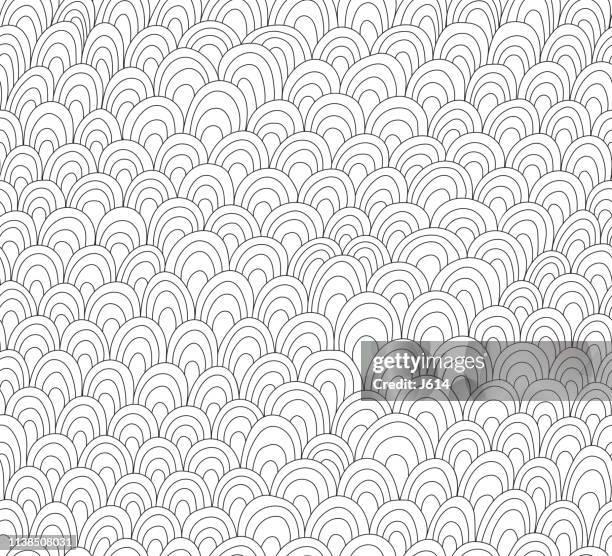 freehand scallop pattern - scallop pattern stock illustrations