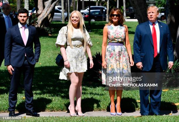 President Donald Trump, First Lady Melania Trump, his daughter Tiffany Trump , and Tiffany's boyfriend Michael Boulos arrive at the...
