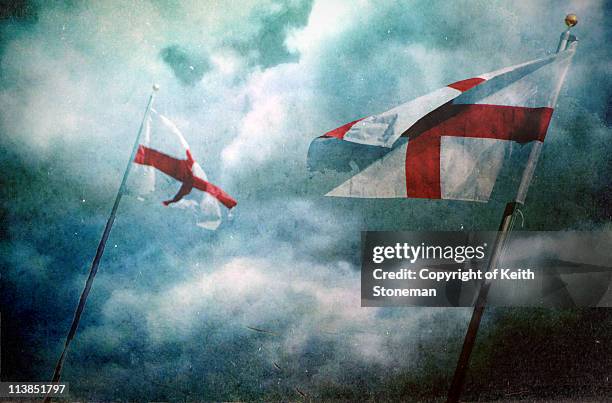 england expects st george cross flags - セントジョージ国旗 ストックフォトと画像