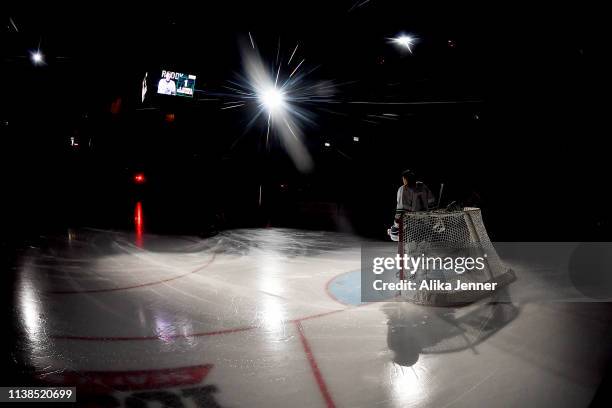 Roddy Ross of the Seattle Thunderbirds stands in the spotlight during player introductions agains the Vancouver Giants at the accesso ShoWare Center...