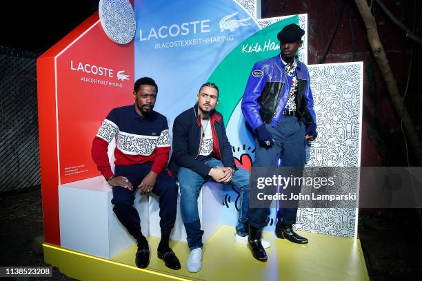 Lakeith Stanfield, Quincy Brown and Ashton Sanders attend Lacoste x Keith Haring collaboration launch at Pioneer Works on March 26, 2019 in New York...