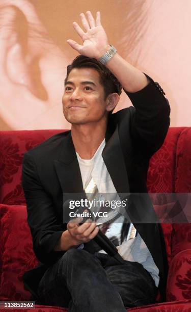 Hong Kong actor Aaron Kwok attends the press conference of new movie "Love For Life" at Shanghai IFC Mall on May 8, 2011 in Shanghai, China.