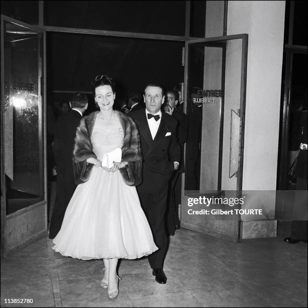 Georges Simenon with wife at Cannes Film Festival in 1957.