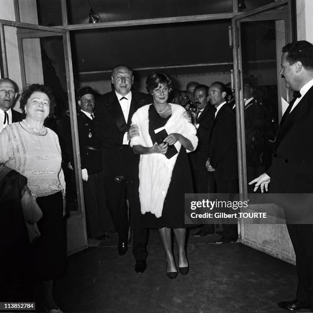 Georges Wilson and Alida Valli at Cannes Film Festival in 1961 .