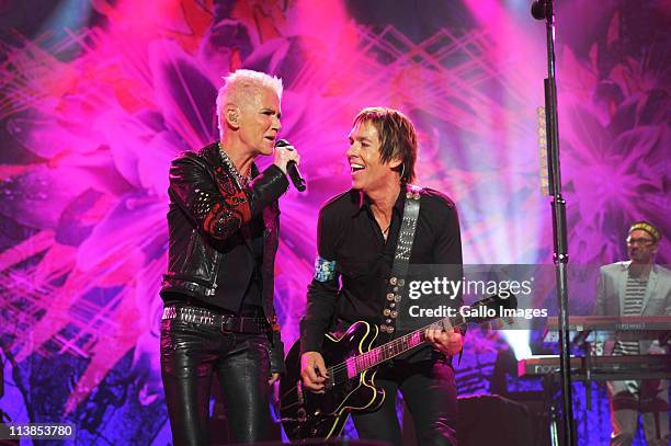 Swedish pop music duo Marie Fredriksson and Per Gessle of Roxette perform at the Grand West Casino in Cape Town, South Africa on 8 May 2011. They are...