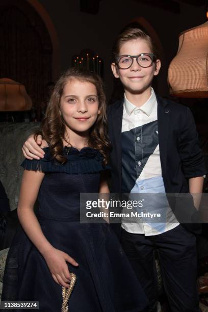 Erica Tremblay and Jacob Tremblay attend the after party for the CBS All Access new series "The Twilight Zone" at the Harmony Gold Preview House and...