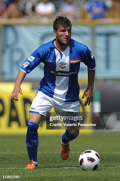 Perparim Hetemaj of Brescia Calcio in action during the Serie A match between Brescia Calcio and Catania Calcio at Mario Rigamonti Stadium on May 8,...