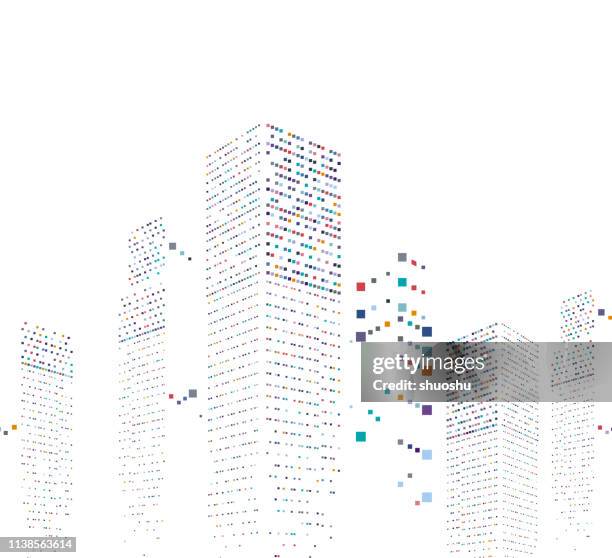 abstrakte moderne stadtbüro-gebäude muster-baugrund - skyscraper stock-grafiken, -clipart, -cartoons und -symbole