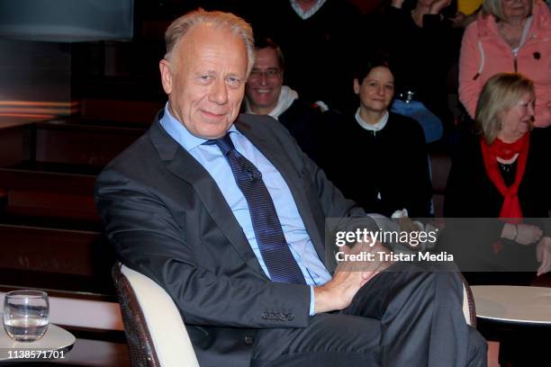 German politician Juergen Trittin during the 'Markus Lanz' TV show on March 26, 2019 in Hamburg, Germany.