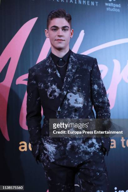 Hero Fiennes Tiffin attends 'After. Aqui empieza todo' premiere on March 26, 2019 in Madrid, Spain.