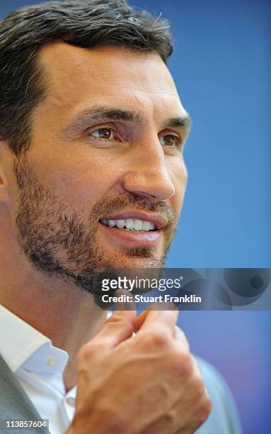 Wladimir Klitschko of Germany during an interview after a press conference with Wladimir Klitschko and David Haye at the Imotech Arena on May 9, 2011...
