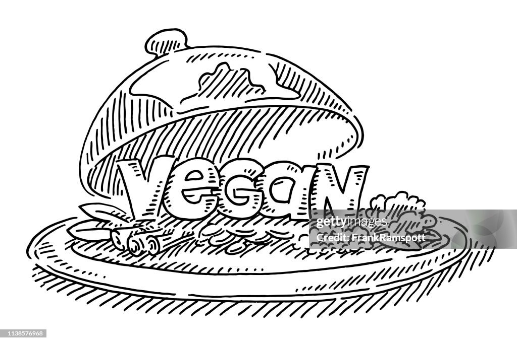 Restaurant Plate Vegan Food Text Drawing