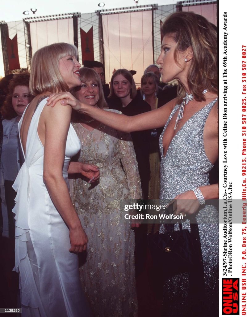 3/24/97-- Courtney Love with Celine Dion arriving at the 69th Academy Awards.at the Shrine Auditoriu