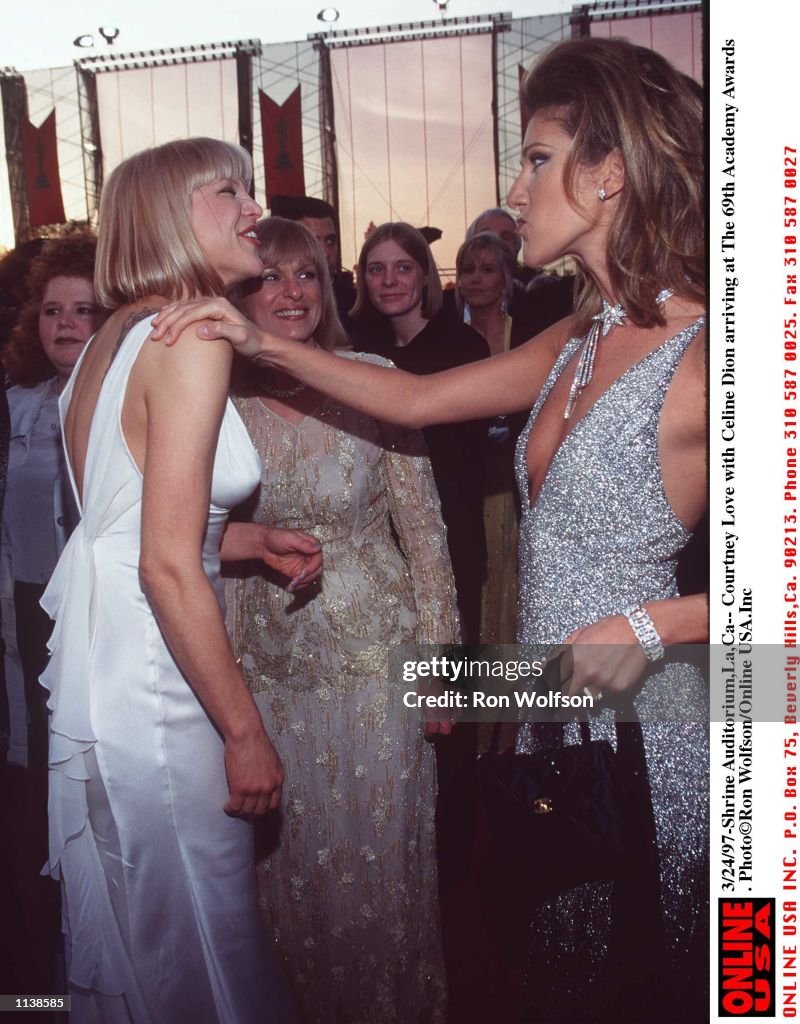 3/24/97-- Courtney Love with Celine Dion arriving at the 69th Academy Awards.at the Shrine Auditoriu