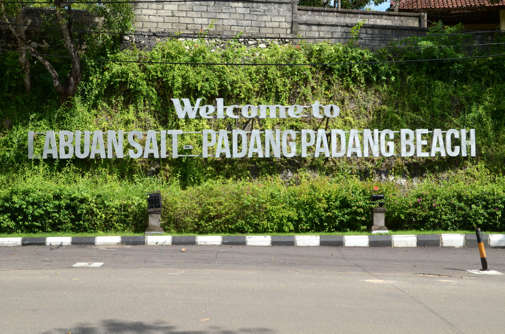 Welcome to Labuan Sait Padang Padang Beach sign in Bali Welcome to Labuan Sait Padang Padang Beach sign in Bali