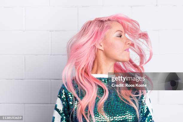 woman with pink hair - hip hopper stock pictures, royalty-free photos & images