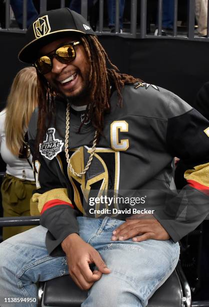 Rapper Lil Jon is seen in attendance during Game Six of the Western Conference First Round between the Vegas Golden Knights and San Jose Sharks...