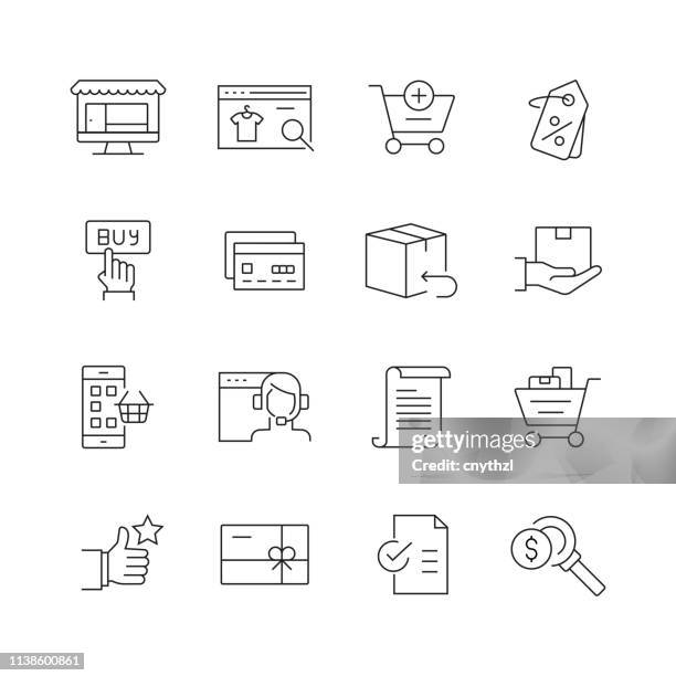 online shopping - set of thin line vector icons - money to burn stock illustrations