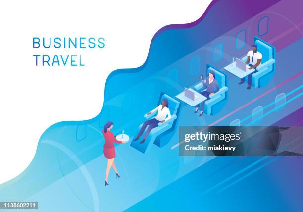 stockillustraties, clipart, cartoons en iconen met business class flying - bedrijfsvliegtuig