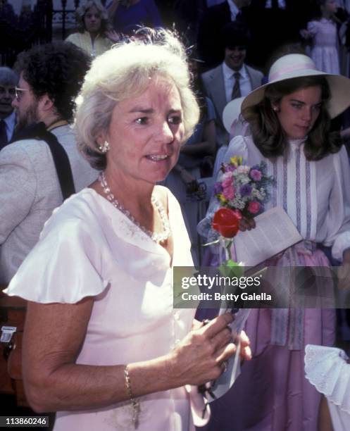 Ethel Kennedy attends Courtney Kennedy-Jeff Ruhe Wedding Ceremony on June 10, 1980 at Holy Trinity Church in Washington, D.C.