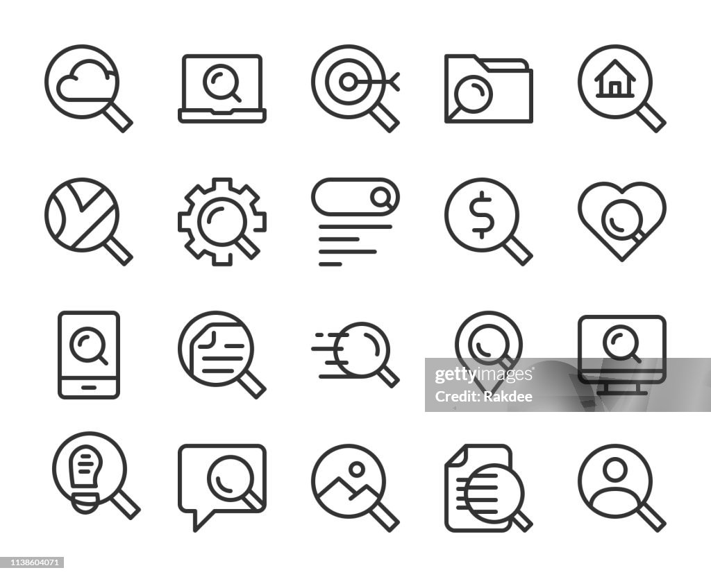 Zoeken concept-line iconen