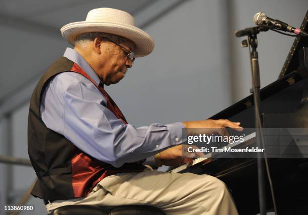 Ellis Marsalis performs as part of the 2011 New Orleans Jazz & Heritage Festival at Fair Grounds Race Course on May 8, 2011 in New Orleans, Louisiana.