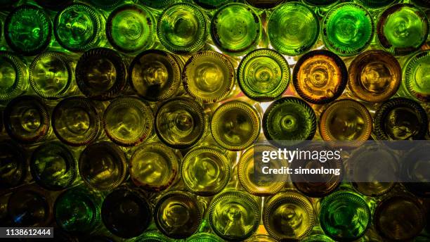 full frame shot of glass bottles - at the bottom of 個照片及圖片檔