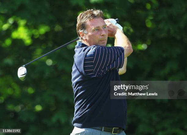 Richard Muscroft of Schloss Westerholt Golf Club tees off on the 1st hole during the Glenmuir PGA Professional Championship North East Regional...