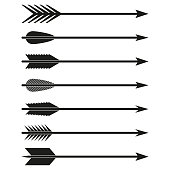 Arrows set. Bow arrows. Archer symbol isolated on white background. Vector illustration.